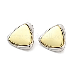 Двухцветные треугольные серьги-гвоздики из латуни для женщин&nbsp;EJEW-U057-01G