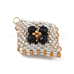 Подвески из граненого круглого синтетического синего золота и стеклянных бусин ручной работы&nbsp;PALLOY-MZ00757-01