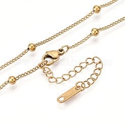 Ионное покрытие(ip) 304 нержавеющая сталь спутниковая цепь ожерелье для мужчин и женщин&nbsp;NJEW-E076-01G