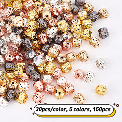 150 шт. 5 цвета гальванические натуральные бусины из вулканического камня&nbsp;G-OC0001-95