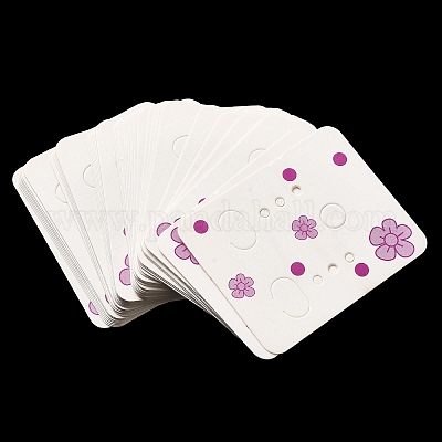 50 шт. прямоугольные бумажные карточки с цветочным принтом и серьгами&nbsp;LS-CDIS-M008-01C-1