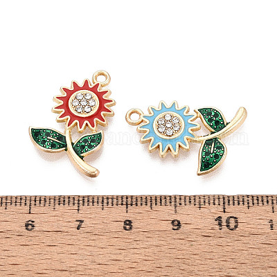 Подвески из сплава со стразами и эмалью&nbsp;ENAM-T024-34M-G-1