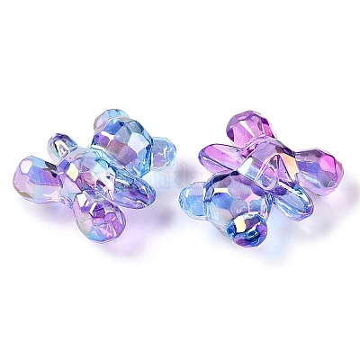 Прозрачные акриловые европейские бусины градиентного цвета&nbsp;OACR-P024-01-04-1