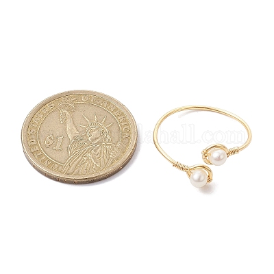 Открытое кольцо с натуральным культивированным пресноводным жемчугом&nbsp;RJEW-JR00628-1