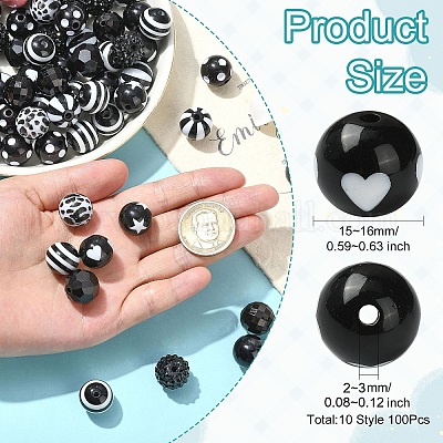 100 шт. Непрозрачные акриловые бусины&nbsp;OACR-CJ0002-50-1