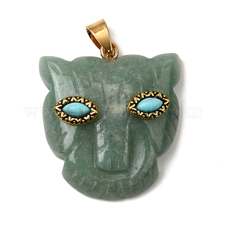 Подвески из натурального зеленого авантюрина и синтетической бирюзы G-Z090-02G-02-1