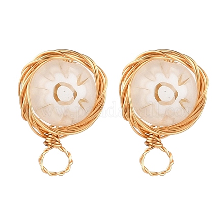 Ручная работа миллефиори лэмпворк серьги заклепки и ушные гайки EJEW-JE04418-01-1