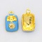 Golden Tone Alloy Enamel Pendants, Telephone Sets, Dodger Blue, 19x12x7mm, Hole: 2mm