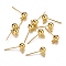 Brass Ball Post Ear Studs, with Loop & 304 Stainless Steel Pins, Golden, 15.2~15.7x5mm, Hole: 1mm, Pin: 0.7mm