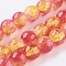 Two Tone Crackle Glass Bead Strands, Round, Red, 8~8.5mm, Hole: 1mm, about 50~52pcs/strand, 14.9 inch~15.7 inch(38~40cm)
