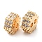 Brass Micro Pave Clear Cubic Zirconia Slide Charms, Cadmium Free & Nickel Free & Lead Free, Gear, Real 18K Gold Plated, 6.5x7.5x3mm, Hole: 1.6mm
