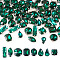 80Pcs 8 Styles Sew on Rhinestone, Multi-strand Links, Glass Rhinestone, with Brass Prong Settings, Garments Accessories, Faceted, Platinum, Mixed Shapes, Emerald, 8~16x6~11x4.4~7.2mm, Hole: 0.8~1mm, 10pcs/style