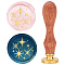 Brass Wax Seal Stamps with Wood Handle, for DIY Scrapbooking, Star Pattern, 25mm