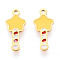 304 Stainless Steel Enamel Charms, Ion Plating(IP), Star Magic Wand Charm, Real 14K Gold Plated, Gold, 14x6x0.9mm, Hole: 1mm