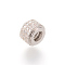 Brass Micro Pave Cubic Zirconia Beads, Cadmium Free & Lead Free, Column, Platinum, 9x6.5mm, Hole: 4mm