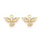 Alloy & Rhinestone Pendants, Eagle Charms, Light Gold, 13.5~14x17x2mm, Hole: 1.6mm