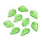 Transparent Plastic Charms, Leaf, Lime Green, 13.5x9x2.5mm, Hole: 1.7mm, about 4545pcs/500g