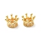 Rack Plating Brass Pave Cubic Zirconia Large Hole European Beads, Long-Lasting Plated, Crown, Golden, 9x7.5mm, Hole: 5.5mm