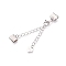 Anti-Tarnish 925 Sterling Silver Chain Extenders, Ribbon Crimp Ends & Lobster Clasp
, with Heart Tag, Platinum, 56mm, Heart: 0.3x5mm, Clip: 6x2.5x6mm, Lobster Clasp: 8x5x2.5mm