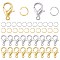 200Pcs 2 Colors Zinc Alloy Lobster Claw Clasps, Parrot Trigger Clasps, with 400Pcs 2 Colors 304 Stainless Steel Open Jump Rings, Platinum & Golden, Lobster Claw Clasps: 12x6mm, Hole: 1.2mm, Jump Rings: 5x0.5~0.7mm