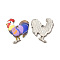 Alloy Enamel Pandants, Lead Free & Cadmium Free, Platinum, Rooster Charm, Purple, 23x19.5x2mm, Hole: 1.6mm