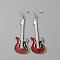 Alloy Enamel Dangle Earrings, Guitar, Dark Red, 83.5x24mm