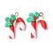 Christmas Handmade Polymer Clay Pendants, with Golden Iron Loop, Candy Cane, 25~26x18~19x7~9mm, Hole: 1.8mm