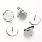 Tarnish Resistant Flat Round 304 Stainless Steel Stud Earring Settings, Stainless Steel Color, Tray: 16mm, 18mm, Pin: 0.7mm