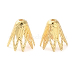 Латунь цветок шарик крышки, долговечный, без свинца и без кадмия, реальный 18k позолоченный, 9.5x9x9 мм, отверстие : 1.2 мм