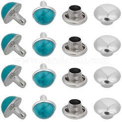 100 шт. латунь с синтетическими бирюзовыми заклепками&nbsp;KK-CL0001-01B