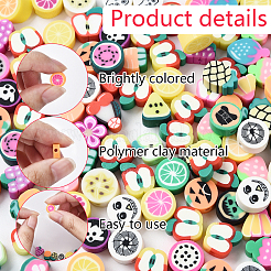 100шт 5 стиля ручной работы бусины из полимерной глины&nbsp;CLAY-YW0002-14