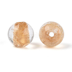 Бусины ручной работы золотой фольги стекла&nbsp;LAMP-C004-03G