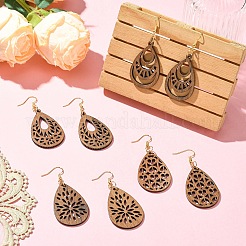 8 пара 4-х стильных сережек-подвесок из нержавеющей стали 304&nbsp;EJEW-YW00002