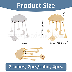 4 шт. подвески из нержавеющей стали 201 двух цветов&nbsp;STAS-FH0002-34