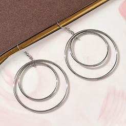 Плоские круглые серьги-подвески из нержавеющей стали 304 с гальваническим покрытием&nbsp;LS-EJEW-Z129-09P