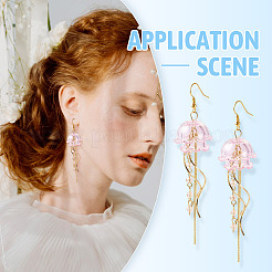 2шт большие стеклянные подвески в виде медузы&nbsp;EJEW-TAC00009