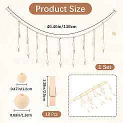 Настенная витрина для фотографий с гирляндой из деревянных бус&nbsp;AJEW-WH20011-54C