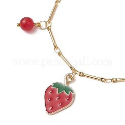Браслеты с подвесками из эмалевого сплава в виде клубники&nbsp;BJEW-JB13143