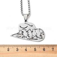 201 кулон из нержавеющей стали в форме ковбойской шляпы с полым сечением&nbsp;NJEW-H065-30P