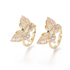 Регулируемые латунные кольца из микро-паве кубического циркония&nbsp;RJEW-F101-07G