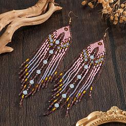 Серьги-кисточки из стеклянного бисера ручной работы&nbsp;TU7843