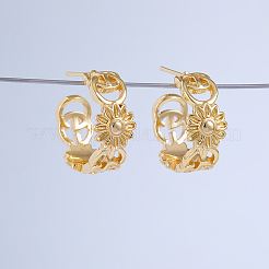 Полые серьги-гвоздики из латуни в форме подсолнуха&nbsp;VI6809