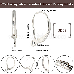 4 пара 925 серег-колец из стерлингового серебра с застежкой-русалкой&nbsp;STER-BBC0001-86