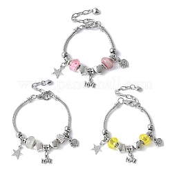 3шт 3 цвета латунные европейские бусины браслеты с подвесками наборы&nbsp;BJEW-JB11586