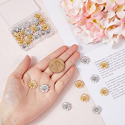 32 шт. 2-х цветные латунные колпачки для бусин&nbsp;KK-FH0005-29