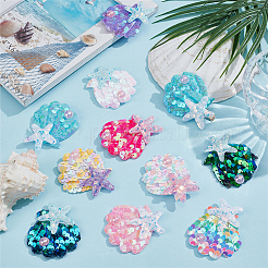 36 шт. 9-цветный полиэстер с пайетками&nbsp;DIY-PH0033-86