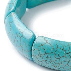 Эластичные браслеты прямоугольной формы из окрашенного синтетического бирюзового бисера&nbsp;BJEW-P299-01A-01