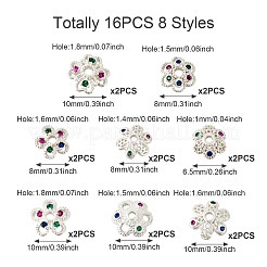 16 шт. 8 стильных латунных колпачка с микропаве из кубического циркония&nbsp;ZIRC-TA0001-23S