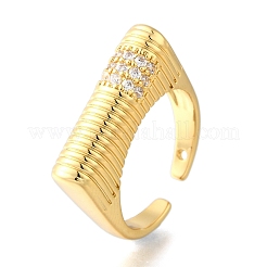Латунные микропаве кубические цирконии регулируемые открытые манжеты кольца для женщин&nbsp;RJEW-K292-10G