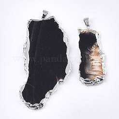 Большие подвески из натурального окрашенного и нагретого черного агата&nbsp;G-R125-2A-S